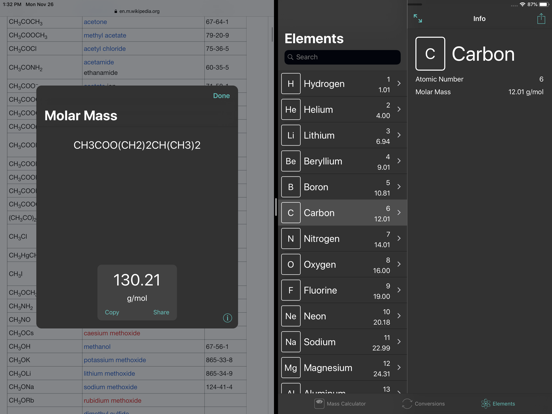 ChemWhiz iPad screenshot 4 - Utilities app