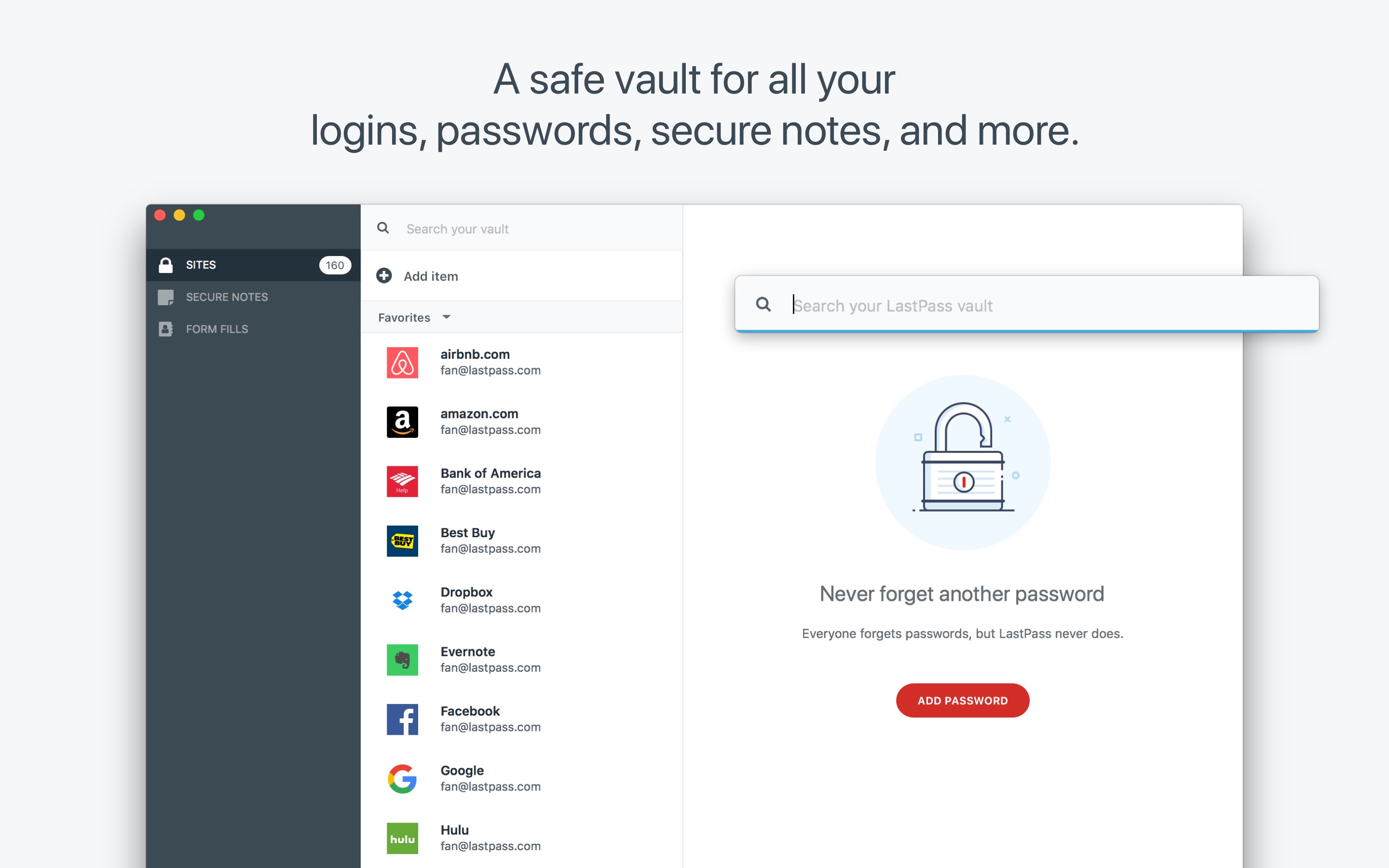 Screenshot do app LastPass Password Manager