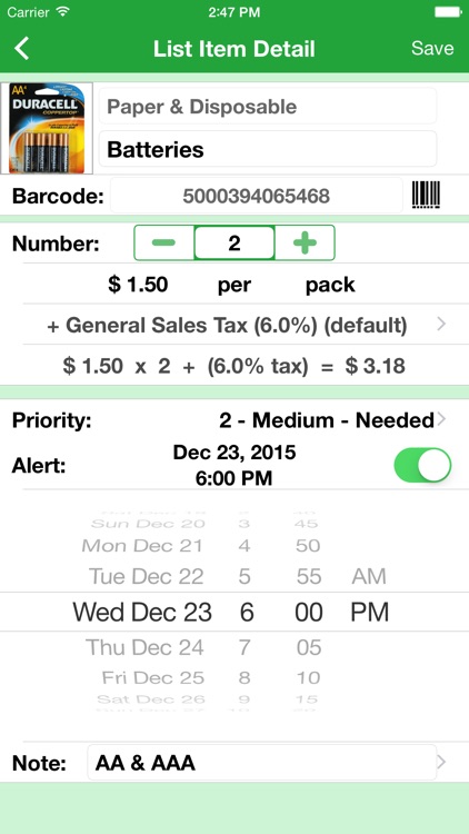 Shopping (Grocery List)