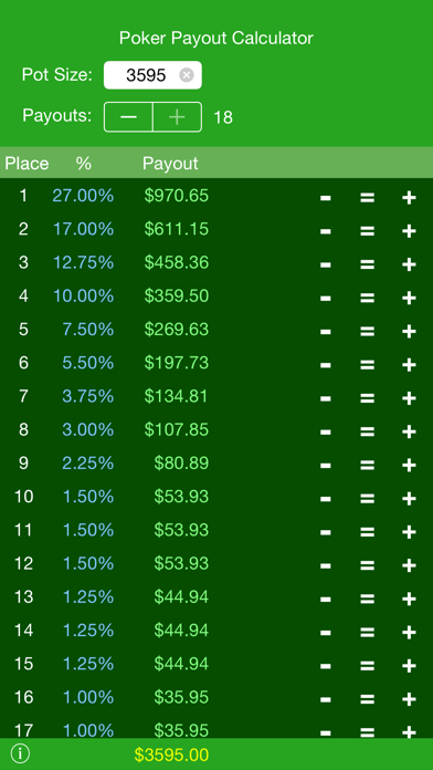Poker Payout Calc Screenshot