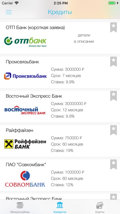 Каталог микрозаймов на карту