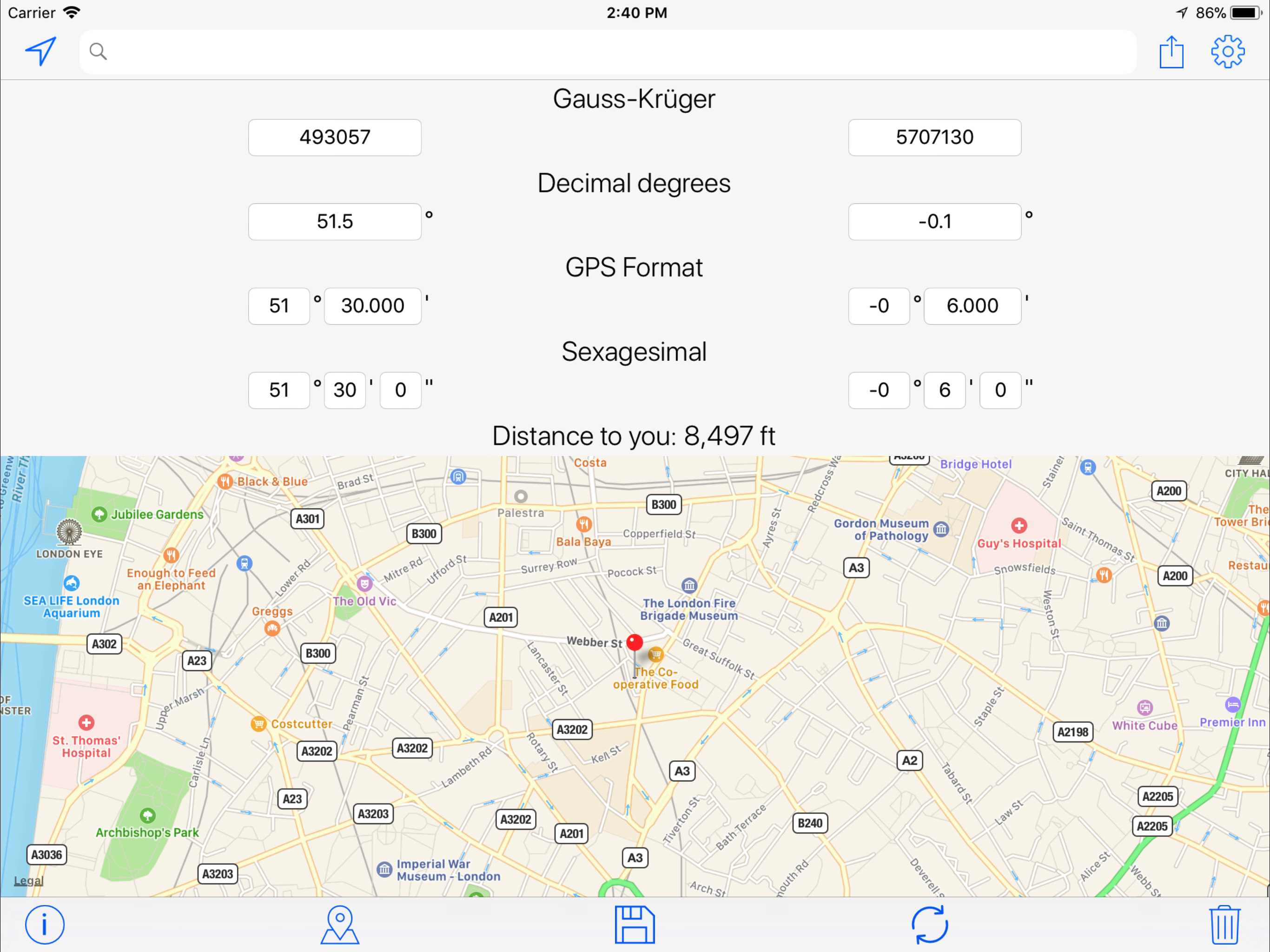 Gauss-Krüger Coordinates Tool