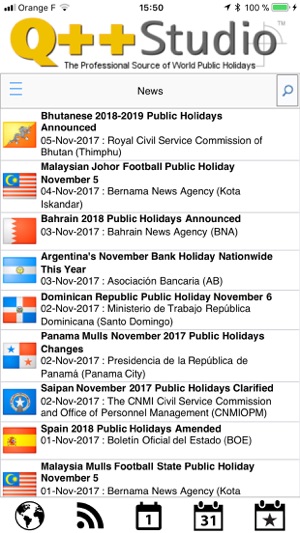 Q++ Worldwide Public Holidays(圖2)-速報App