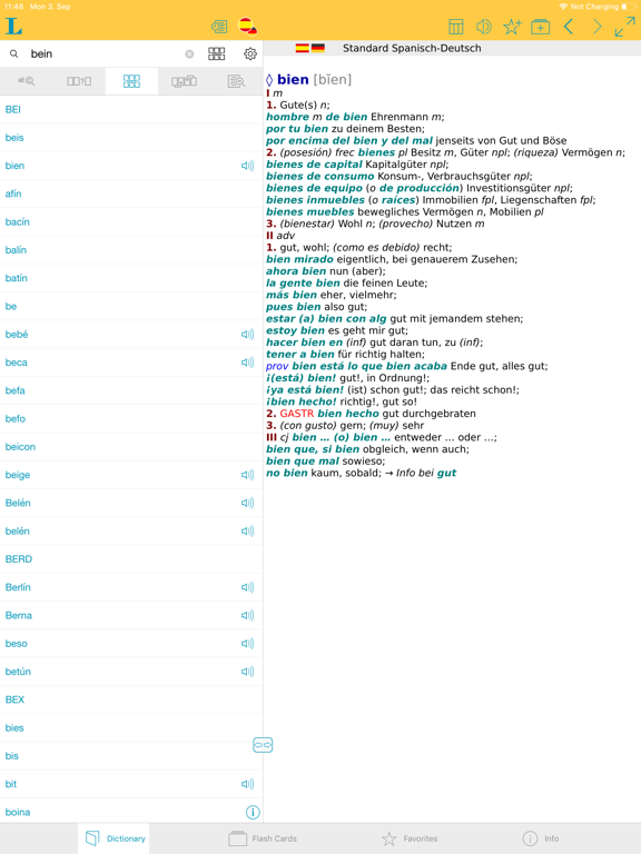 Big German Spanish Dictionary iPad screenshot 1 - Reference app
