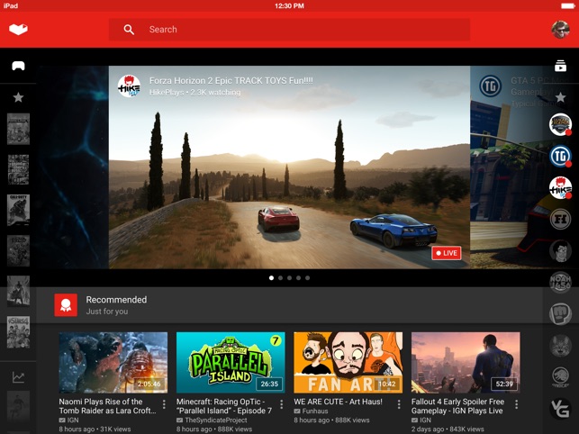 YouTube Gaming Screenshot