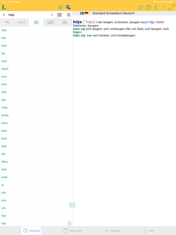 German - Swedish Dictionary iPad screenshot 1 - Reference app