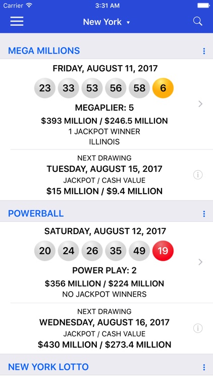 Lotto Results - Lottery in US