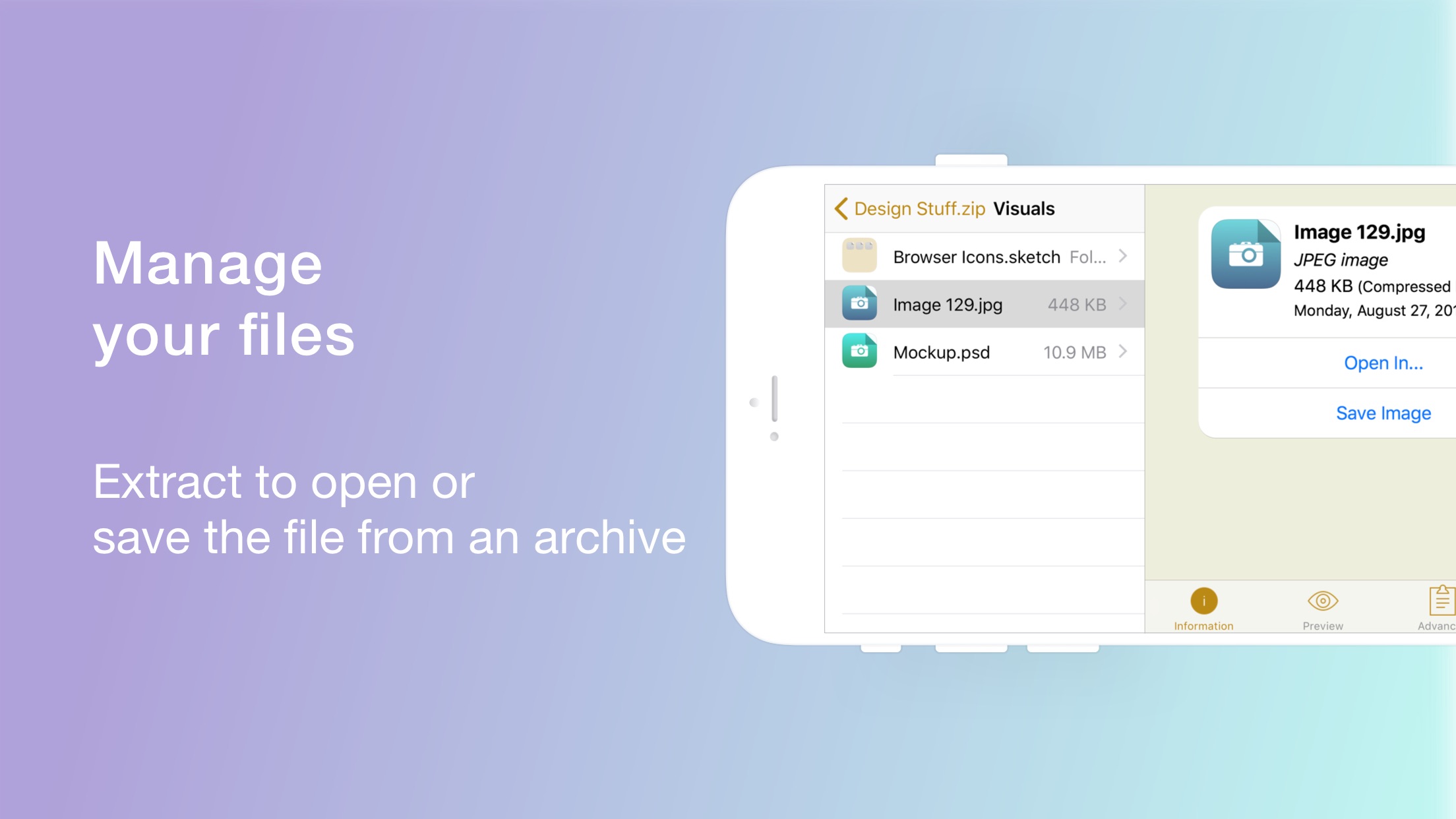 Screenshot do app Archives: Opens any format