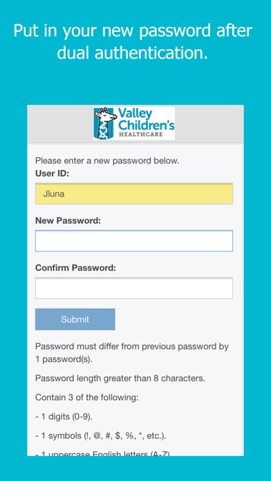 VCH Password Reset screenshot 2