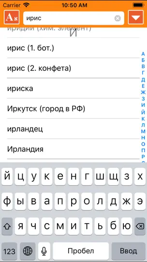 Скриншот ИРИС Иврит-Русский Словарь на iPhone 1