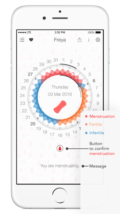 Screenshot #1 pour Period tracker • Freya