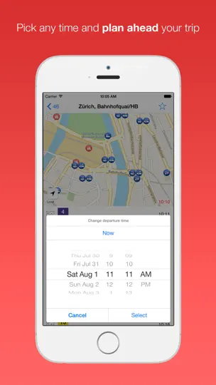 Captura de pantalla de Transporte Suizo App en iPhone 5