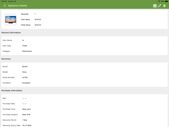 HSP Home Inventory iPad screenshot
