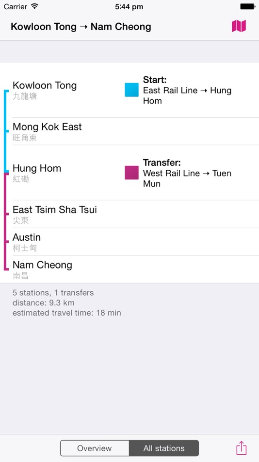 #4. Hong Kong Rail Map Lite (iOS) Podle: Urban-Map