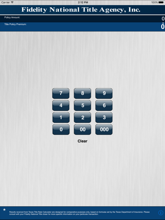 Texas Title Rate Calculator iPad screenshot 1 - Business app