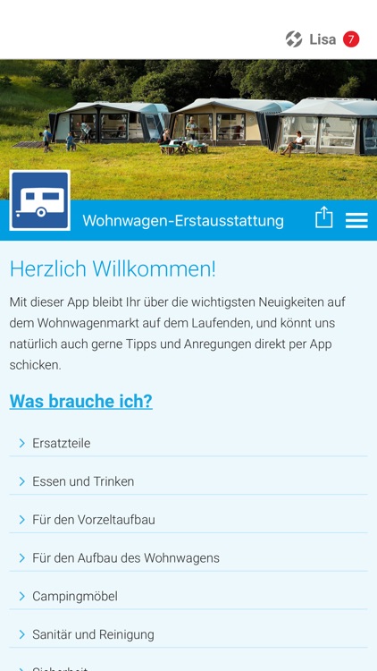 Wohnwagen-Erstausstattung