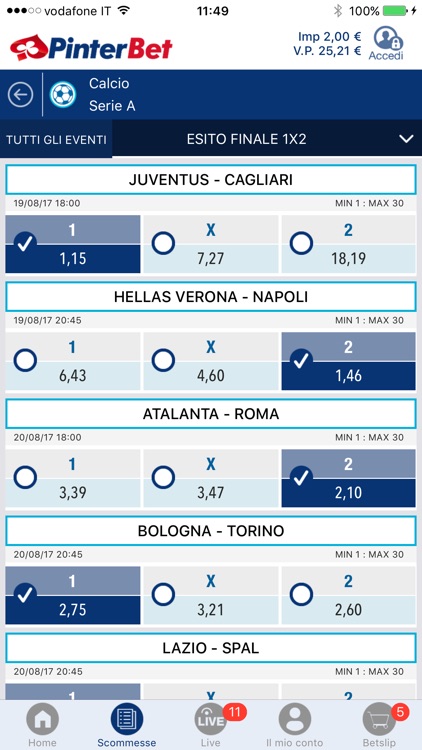 Pinterbet Scommesse