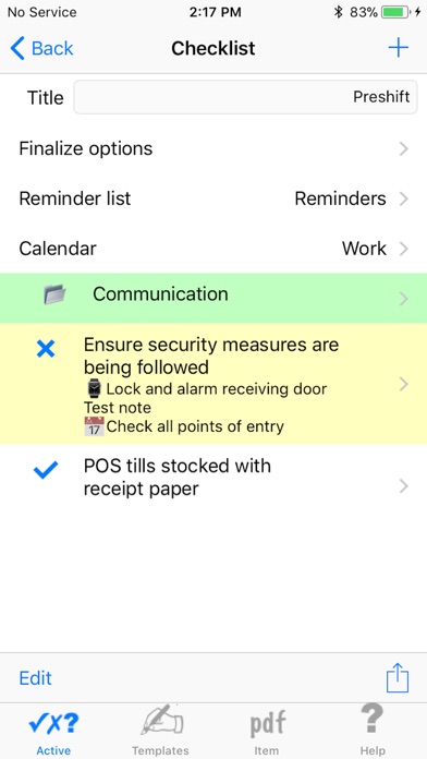 RDO Checklist screenshot 2
