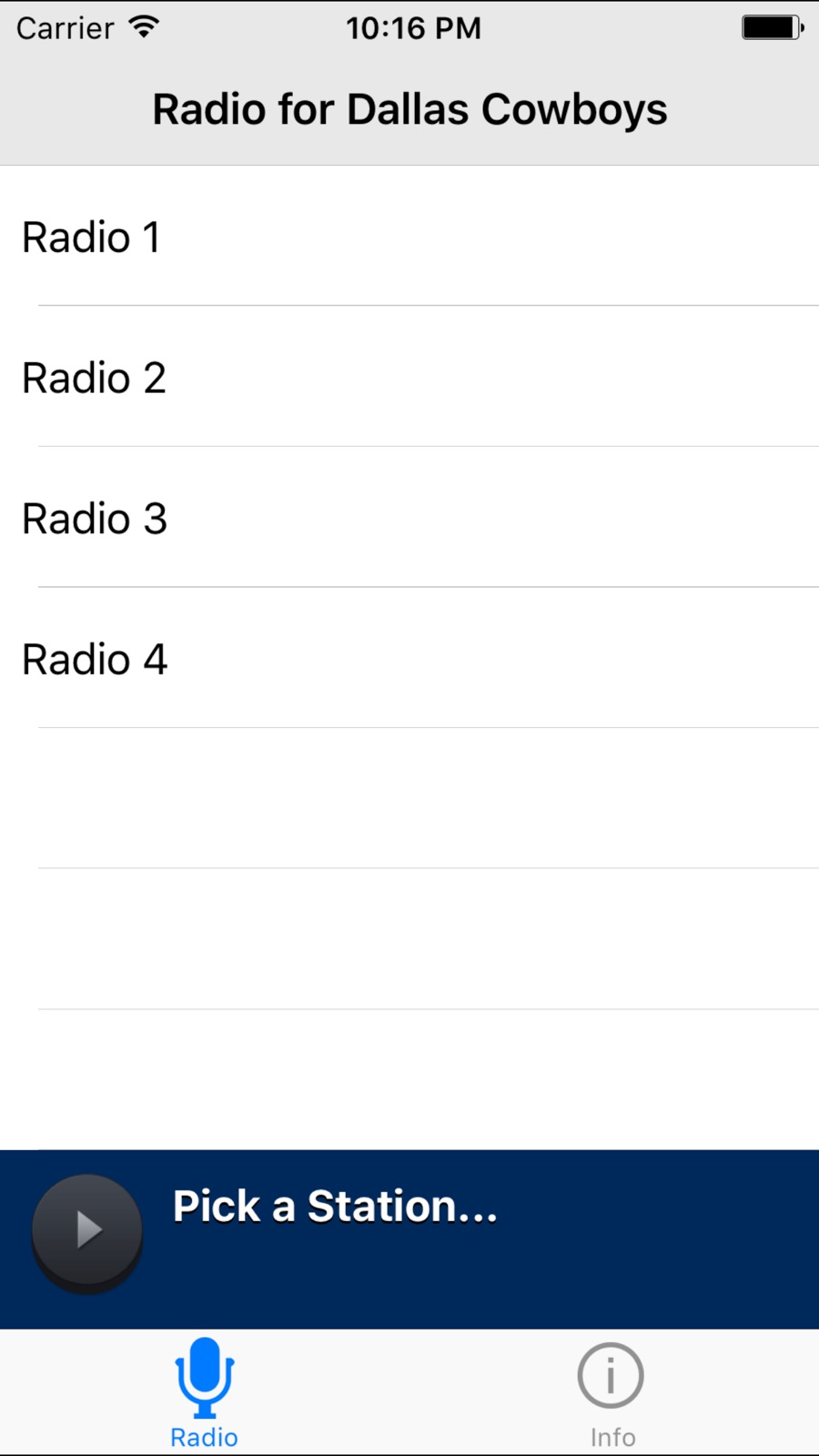Radio for Dallas Cowboys iphone screenshot 1
