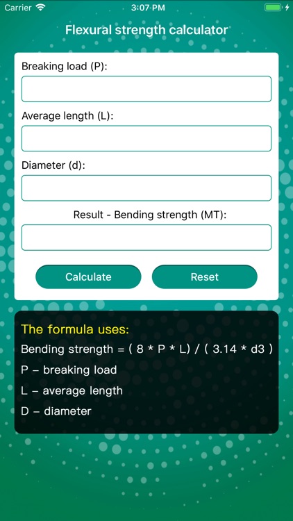 Flexural strength calculator