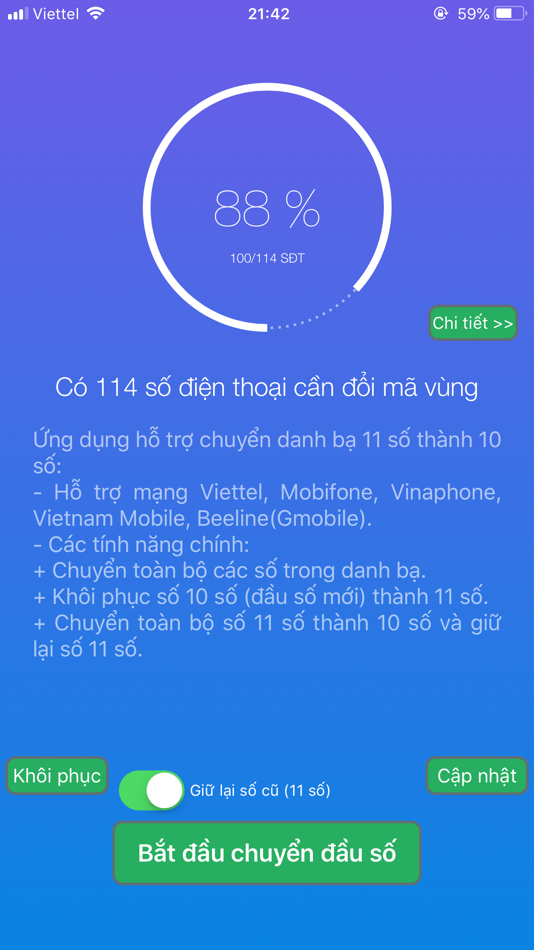 #2. Đổi Đầu Số - 11 Số - Danh bạ (iOS) 由: Thao Truong