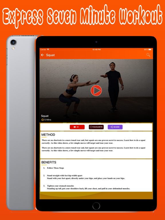 Express 7 Minute Workout iPad screenshot 4 - Sports app
