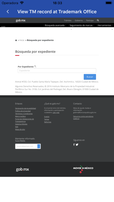 Mexico Trademark Search Tool Screenshot