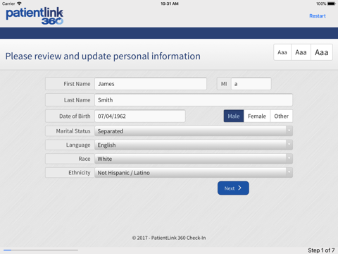 PatientLink 360 Check-In screenshot 2