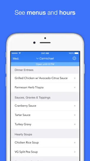 College Menus iPhone Ekran Görüntüsü 1