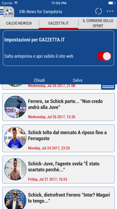 Screenshot #2 pour 24h News for Sampdoria