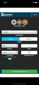 Voltage Drop Calculator Summit screenshot #1 for iPhone