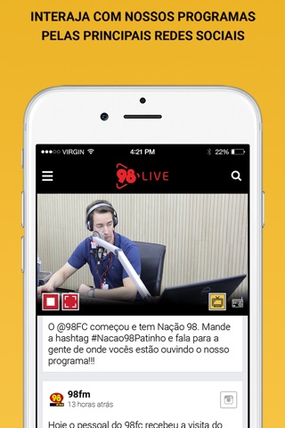 98 Live, a sua rede do bem! screenshot 2