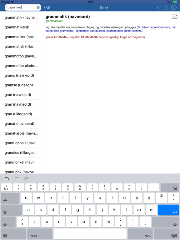 Din Danske Ordbog iPad screenshot 4 - Book app