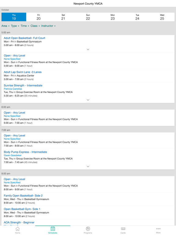 Newport County YMCA iPad screenshot