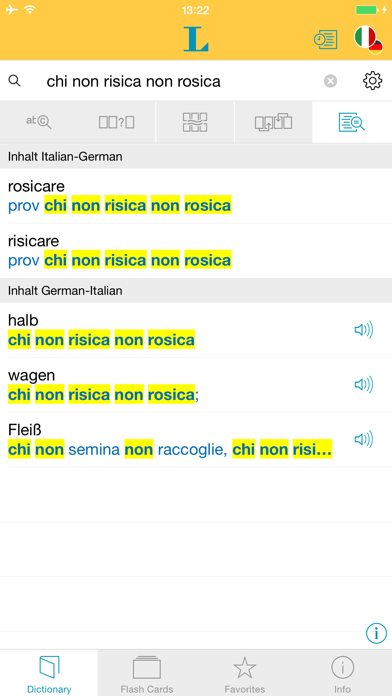 German Italian XL Dictionary Screenshot