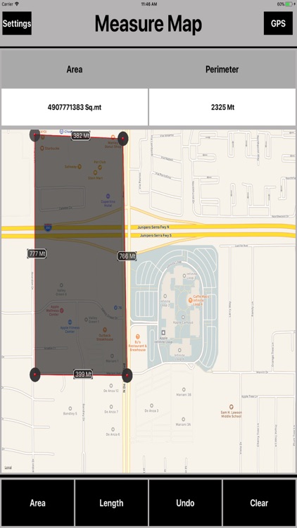 Area Measure on Maps Calc