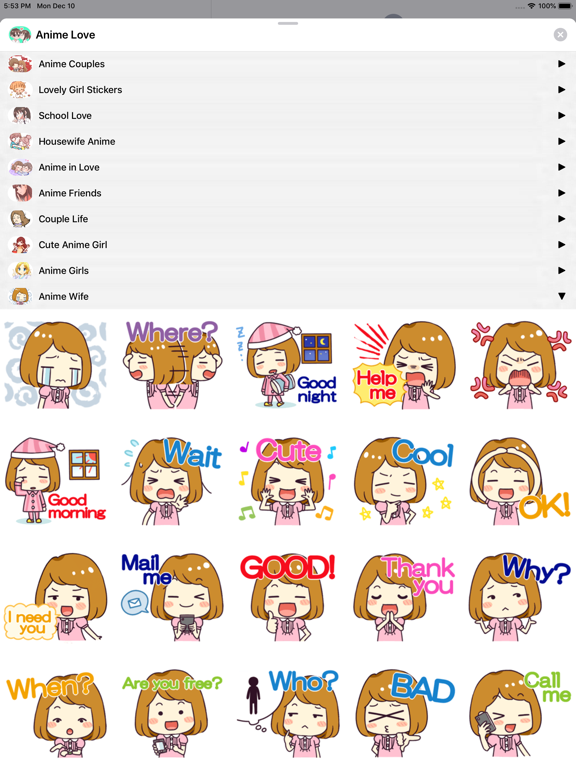 Anime Love Sticker iPad screenshot