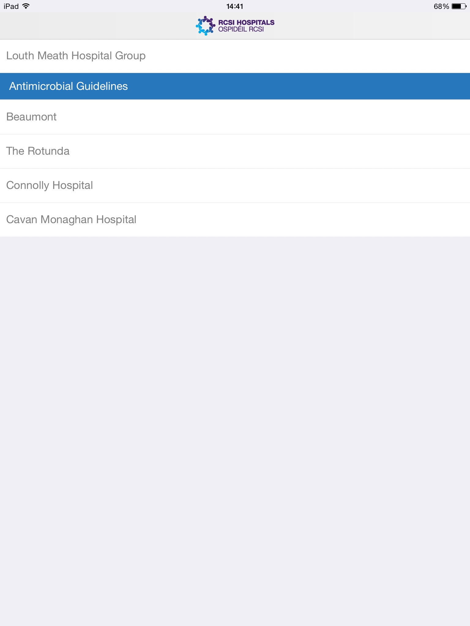 RCSI Antimicrobial Guidelines screenshot 3