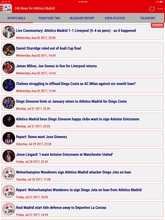 Screenshot #4 pour 24h News for Atlético Madrid