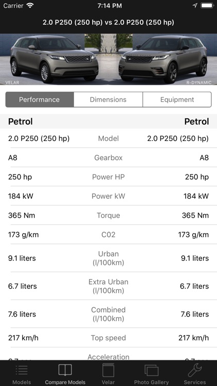 CarSpecs LR RR Velar 2017