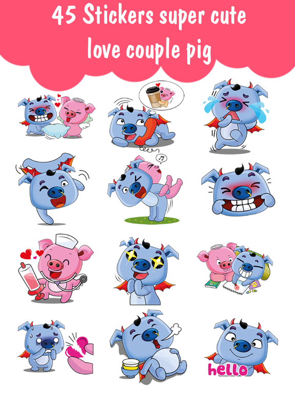 Screenshot #4 pour Love Couple Pig Cute Sticker