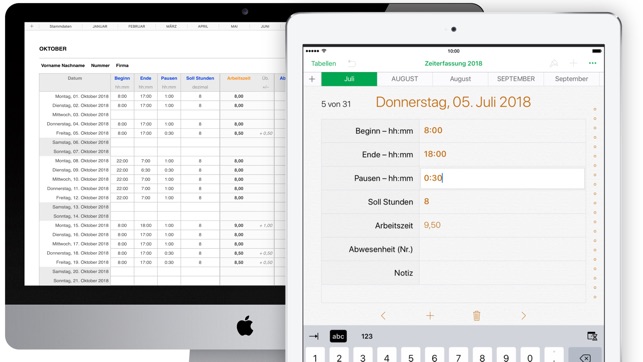 Zeiterfassung 2018 für Numbers(圖2)-速報App