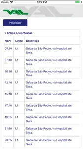 Horários Val screenshot #2 for iPhone