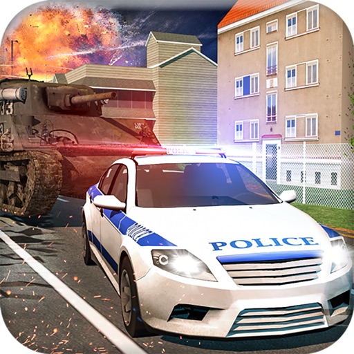 Police attack tank shooting icon