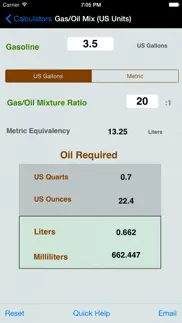 gas oil mixture ratio iphone screenshot 1