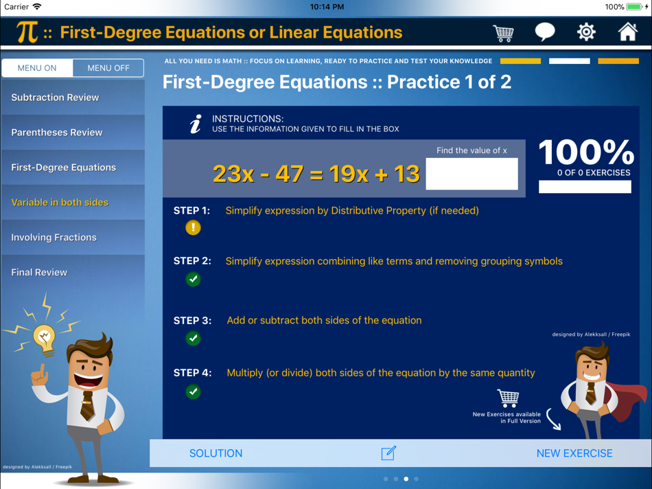 #6. First Degree Equation : ax+b=c (iOS) 게시자: Paulo Narra