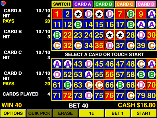 Screenshot #2 for Keno 4 Multi Card
