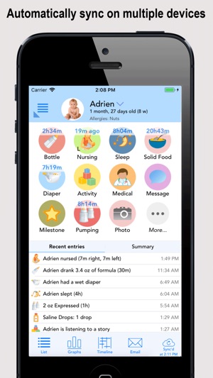 baby connect activity log