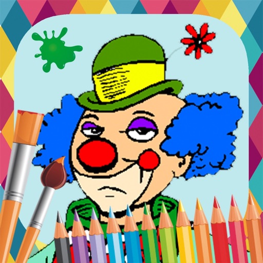 Clowns paint coloring book icon