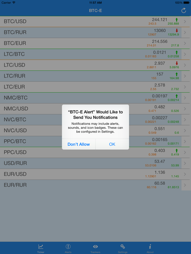 ‎BTC bitcoin price alerts Screenshot